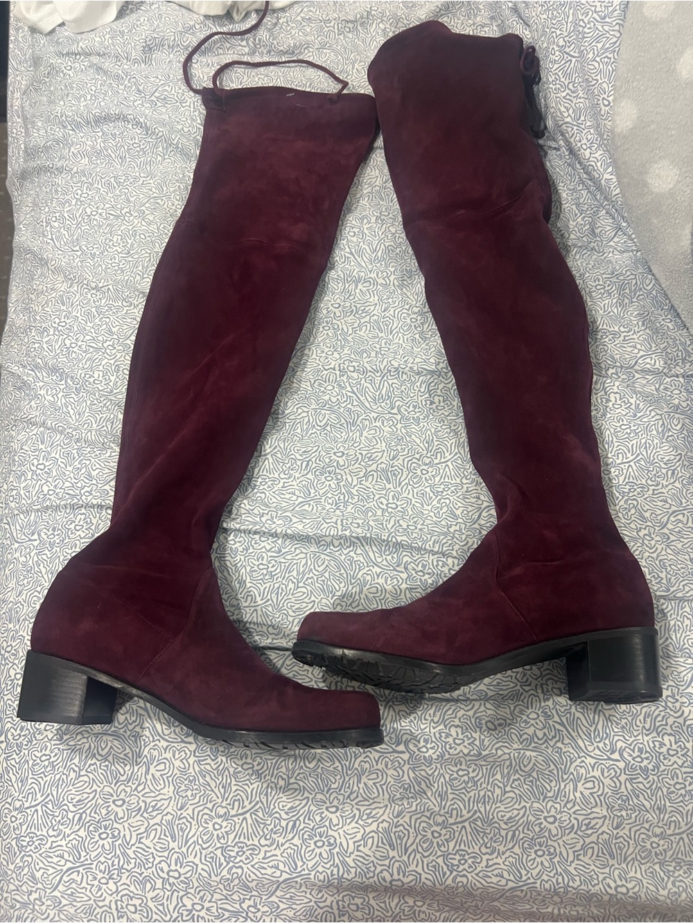 Stuart Weitzman Over-the-Knee Suede Boots - Deep Burgundy